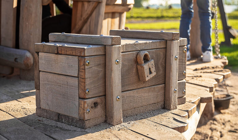 Schatkist als spelelement van een speelhuis